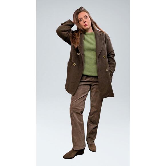 Caroline Rohmer Petite Olive Green Wool and Cashmere Coat - Picture 2 of 7